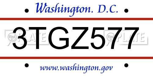 3TGZ577 District Of Columbia License Plate
