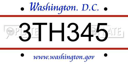 3TH345 District Of Columbia License Plate