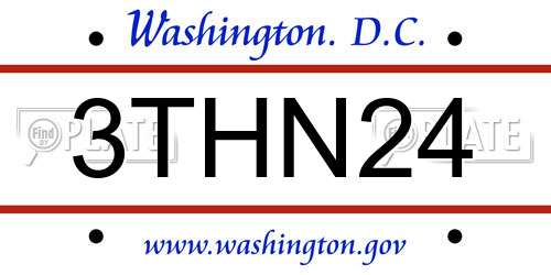 3THN24 District Of Columbia License Plate
