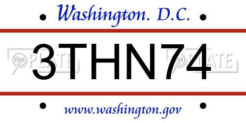 3THN74 District Of Columbia License Plate