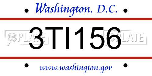 3TI156 District Of Columbia License Plate