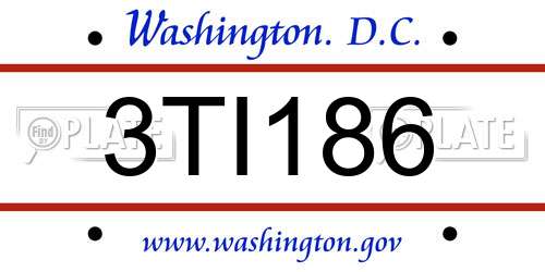 3TI186 District Of Columbia License Plate