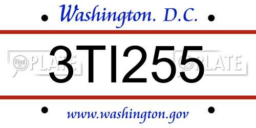 3TI255 District Of Columbia License Plate