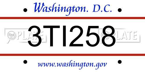 3TI258 District Of Columbia License Plate