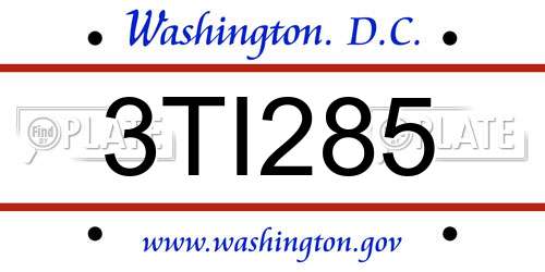 3TI285 District Of Columbia License Plate