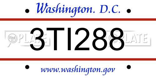 3TI288 District Of Columbia License Plate