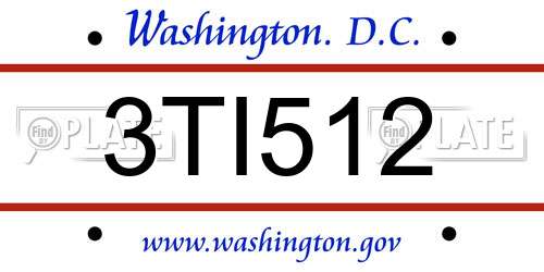 3TI512 District Of Columbia License Plate
