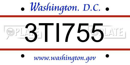 3TI755 District Of Columbia License Plate