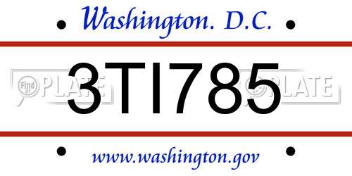 3TI785 District Of Columbia License Plate