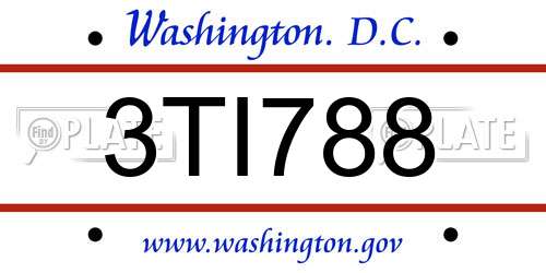 3TI788 District Of Columbia License Plate