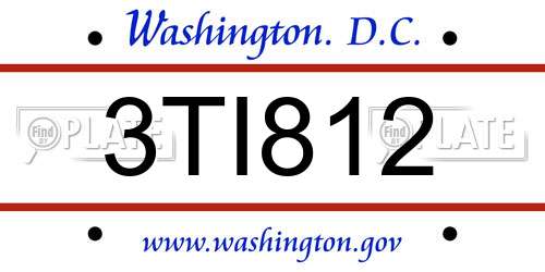 3TI812 District Of Columbia License Plate