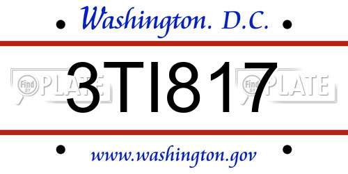 3TI817 District Of Columbia License Plate