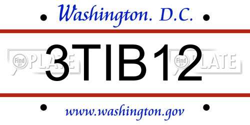3TIB12 District Of Columbia License Plate