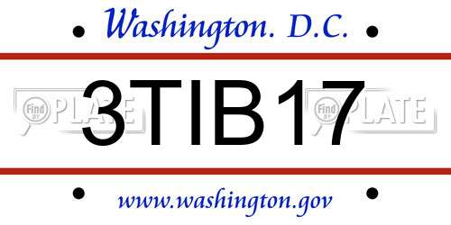 3TIB17 District Of Columbia License Plate