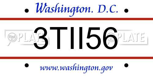 3TII56 District Of Columbia License Plate