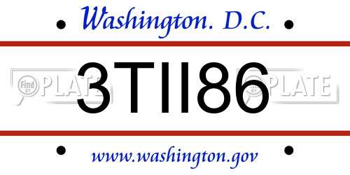 3TII86 District Of Columbia License Plate