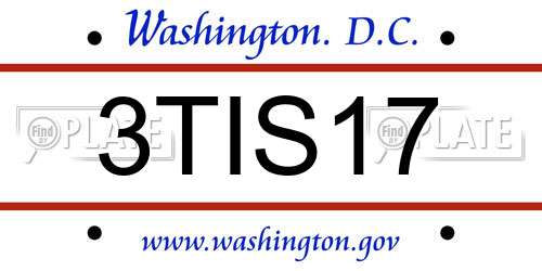 3TIS17 District Of Columbia License Plate