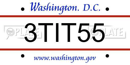 3TIT55 District Of Columbia License Plate