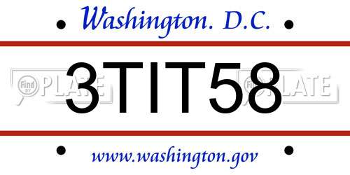 3TIT58 District Of Columbia License Plate