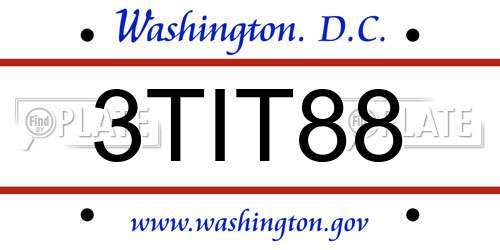 3TIT88 District Of Columbia License Plate