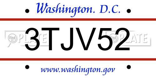 3TJV52 District Of Columbia License Plate