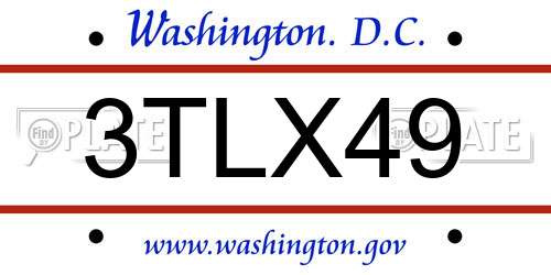 3TLX49 District Of Columbia License Plate