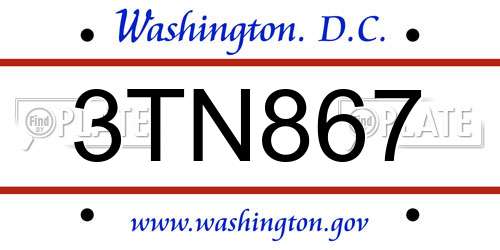 3TN867 District Of Columbia License Plate