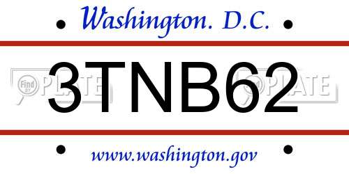 3TNB62 District Of Columbia License Plate