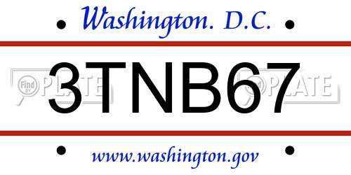 3TNB67 District Of Columbia License Plate