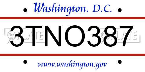 3TNO387 District Of Columbia License Plate