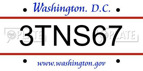 3TNS67 District Of Columbia License Plate
