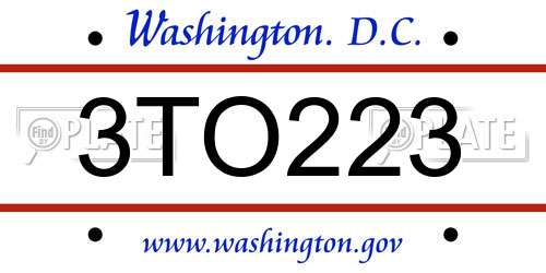 3TO223 District Of Columbia License Plate
