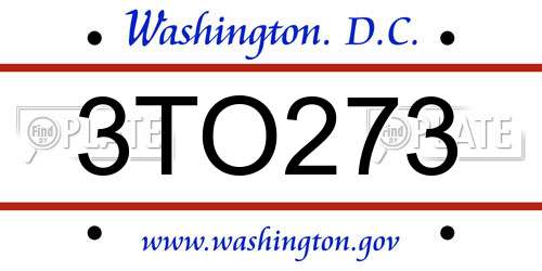 3TO273 District Of Columbia License Plate