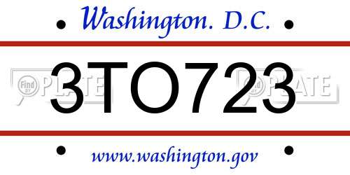 3TO723 District Of Columbia License Plate