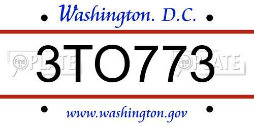 3TO773 District Of Columbia License Plate