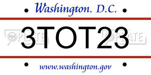 3TOT23 District Of Columbia License Plate