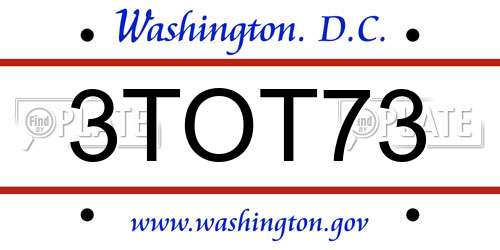 3TOT73 District Of Columbia License Plate