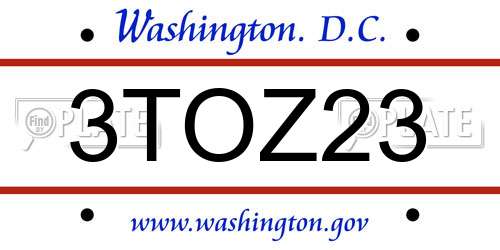 3TOZ23 District Of Columbia License Plate