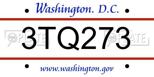 3TQ273 District Of Columbia License Plate