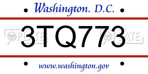3TQ773 District Of Columbia License Plate