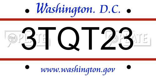 3TQT23 District Of Columbia License Plate