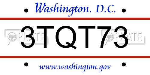 3TQT73 District Of Columbia License Plate
