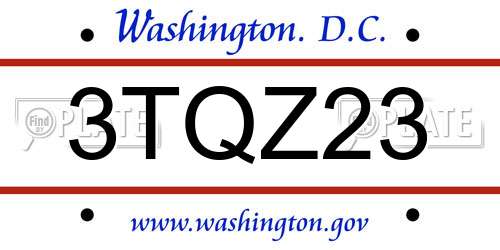 3TQZ23 District Of Columbia License Plate