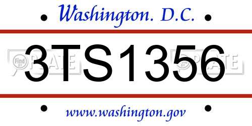 3TS1356 District Of Columbia License Plate