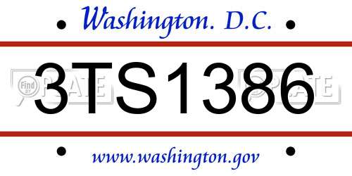 3TS1386 District Of Columbia License Plate