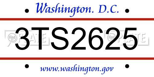 3TS2625 District Of Columbia License Plate