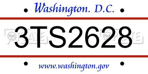 3TS2628 District Of Columbia License Plate
