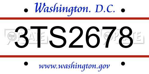 3TS2678 District Of Columbia License Plate