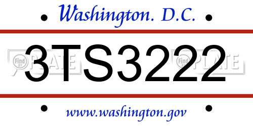 3TS3222 District Of Columbia License Plate