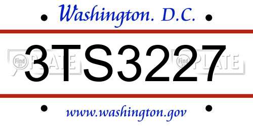 3TS3227 District Of Columbia License Plate